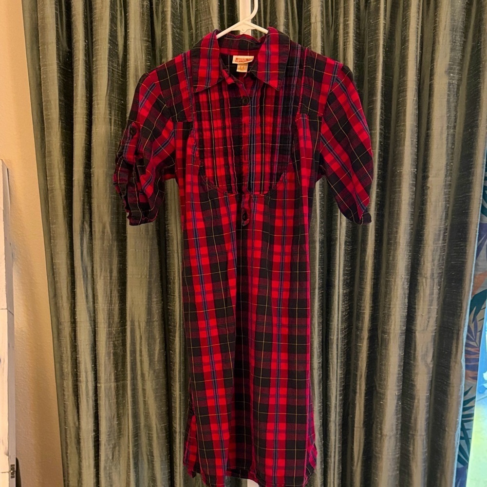Mossimo Supply Co. Plaid Res/Blue Mini Dress EUC Size Large